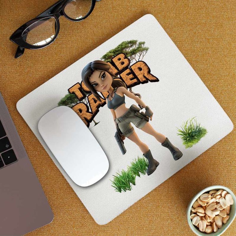 PC, gaming si accesorii - Periferice PC - Mousepad - Mousepad Tomb Raider Indiana Jones Lara Croft Soldat CoolTrend, 21x19cm - Infinity.ro
