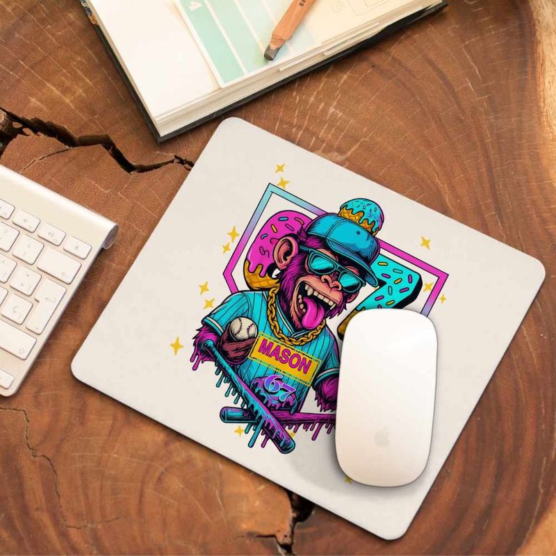 PC, gaming si accesorii - Periferice PC - Mousepad - Mousepad Six Seven Baseball Monkey 67 Meme CoolTrend, 21x19cm - Infinity.ro