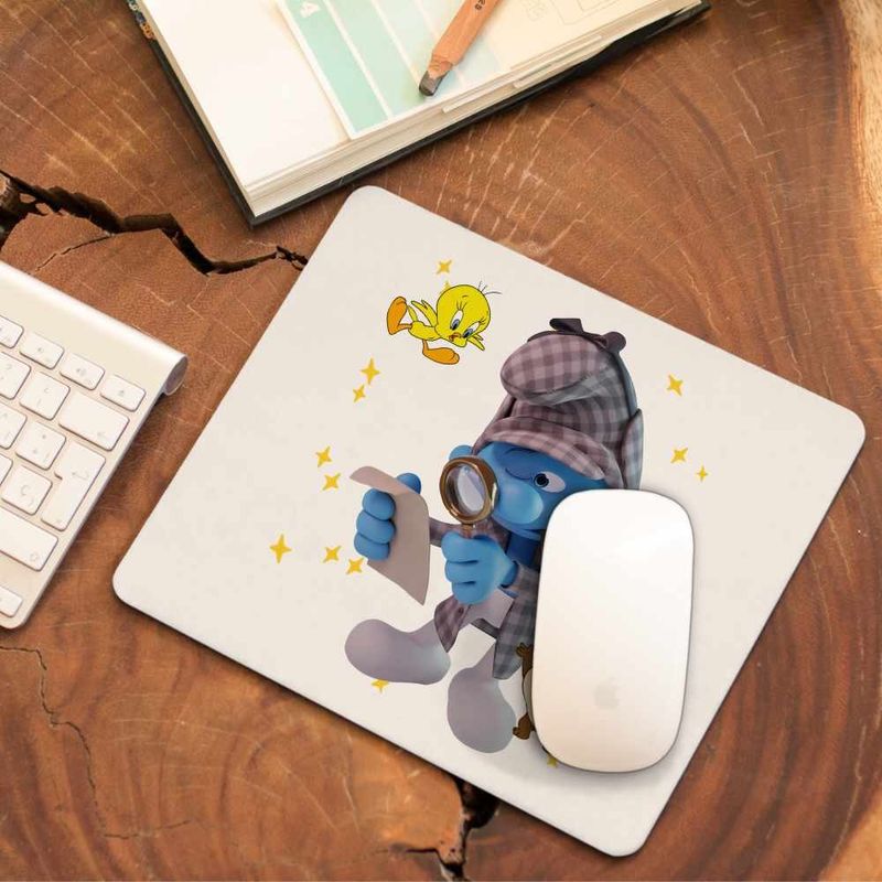 PC, gaming si accesorii - Periferice PC - Mousepad - Mousepad Strumfii Detectiv Sherlock CoolTrend, 21x19cm - Infinity.ro