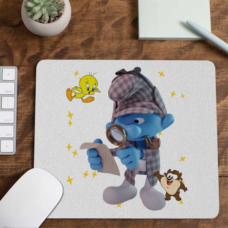 PC, gaming si accesorii - Periferice PC - Mousepad - Mousepad Strumfii Detectiv Sherlock CoolTrend, 21x19cm - Infinity.ro