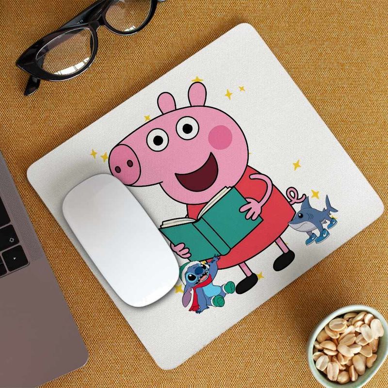 PC, gaming si accesorii - Periferice PC - Mousepad - Mousepad Purcelusa Peppa Pig Citeste Carte CoolTrend, 21x19cm - Infinity.ro