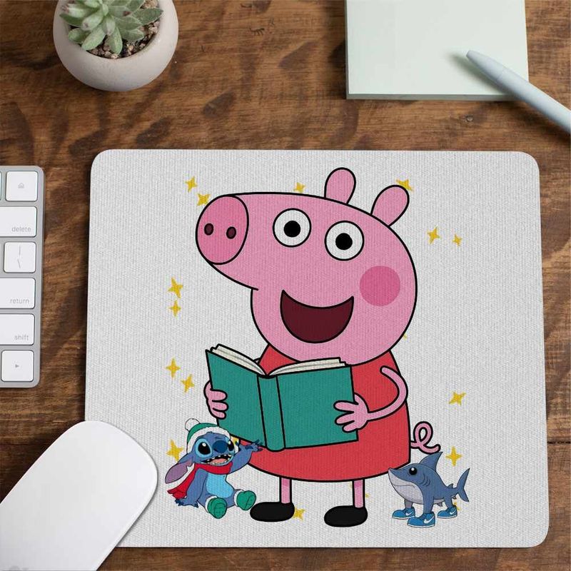 PC, gaming si accesorii - Periferice PC - Mousepad - Mousepad Purcelusa Peppa Pig Citeste Carte CoolTrend, 21x19cm - Infinity.ro