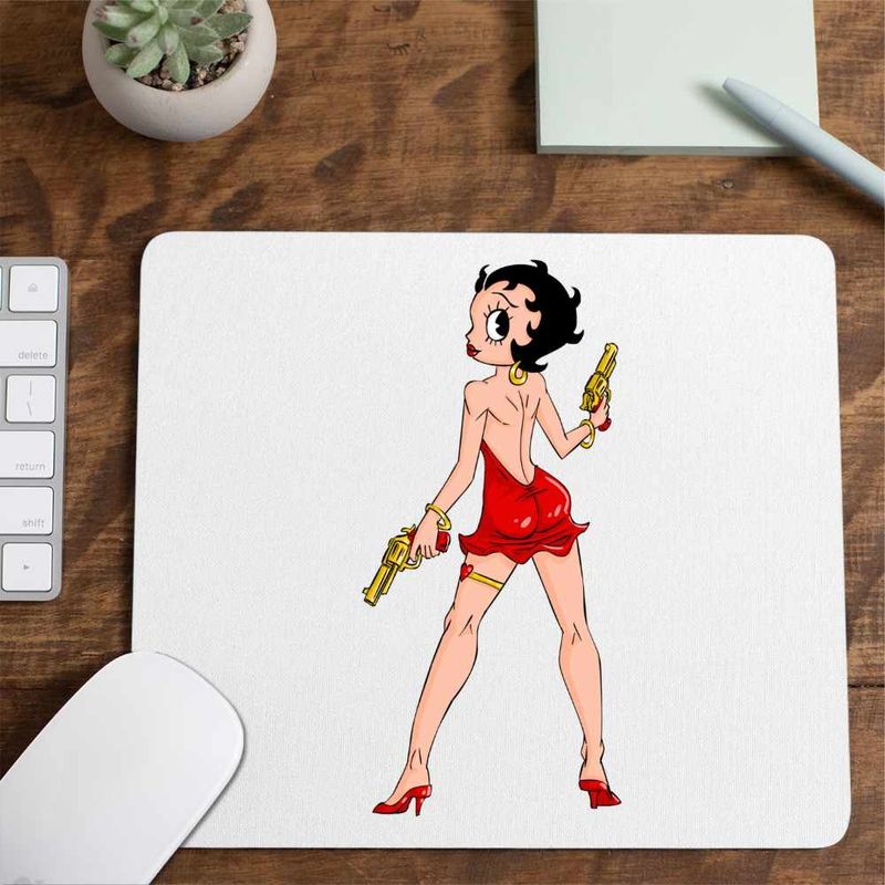 PC, gaming si accesorii - Periferice PC - Mousepad - Mousepad Betty Boop Mafioata Bonnie Clyde, CoolTrend, 21x19cm - Infinity.ro