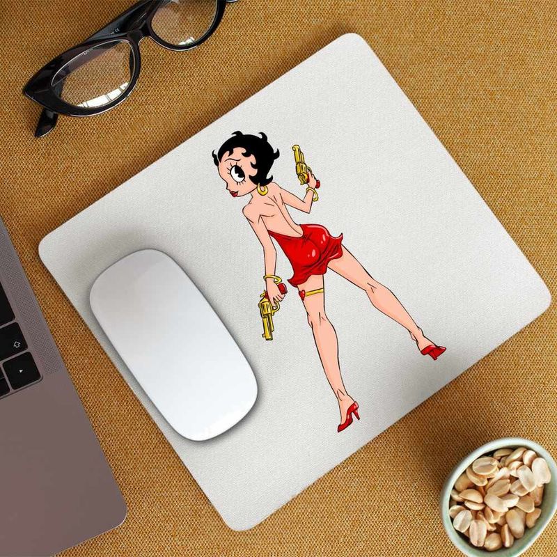 PC, gaming si accesorii - Periferice PC - Mousepad - Mousepad Betty Boop Mafioata Bonnie Clyde, CoolTrend, 21x19cm - Infinity.ro