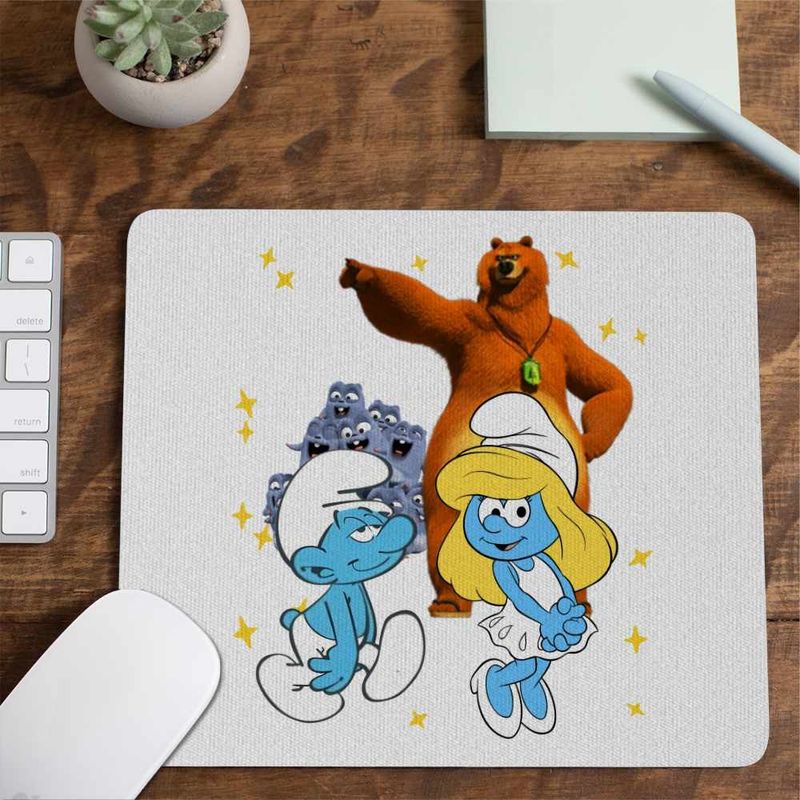 PC, gaming si accesorii - Periferice PC - Mousepad - Mousepad Strumfii Grizzy Lemingii Strumfita CoolTrend, 21x19cm - Infinity.ro