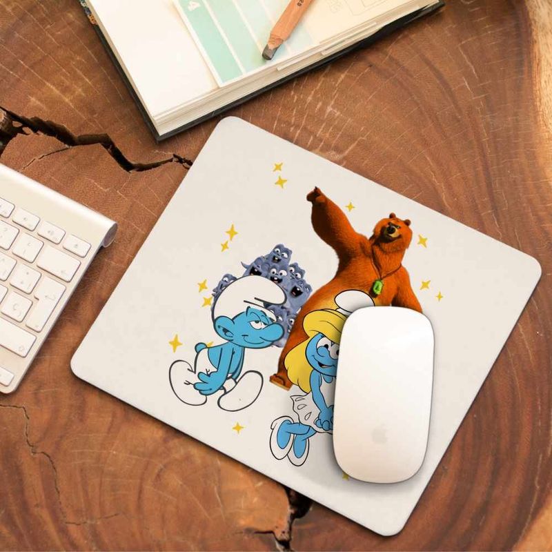 PC, gaming si accesorii - Periferice PC - Mousepad - Mousepad Strumfii Grizzy Lemingii Strumfita CoolTrend, 21x19cm - Infinity.ro