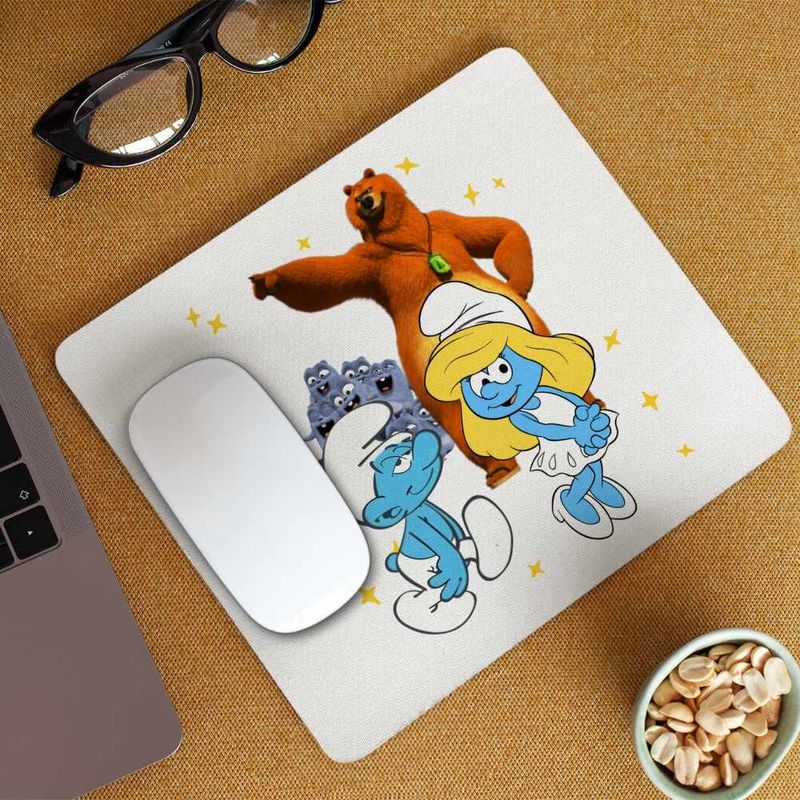 PC, gaming si accesorii - Periferice PC - Mousepad - Mousepad Strumfii Grizzy Lemingii Strumfita CoolTrend, 21x19cm - Infinity.ro