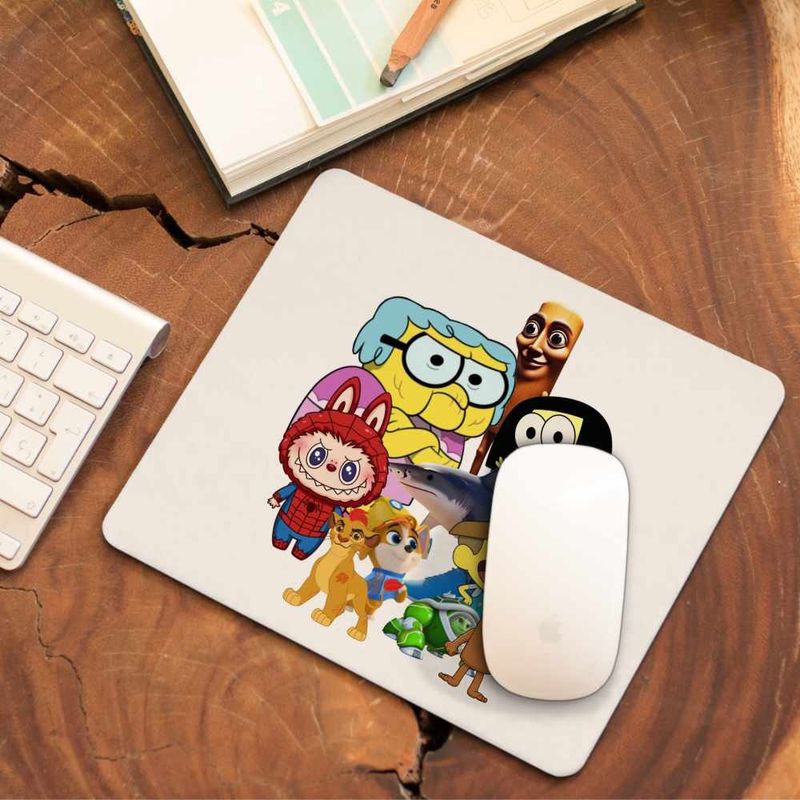 PC, gaming si accesorii - Periferice PC - Mousepad - Mousepad Familia Green Labubu Paienjenel Tung Sahur Robogobo CoolTrend, 21x19cm - Infinity.ro