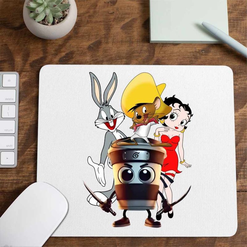 PC, gaming si accesorii - Periferice PC - Mousepad - Mousepad Speedy Gonzales Capucino Asasino Bugs Bunny Betty Boop, CoolTrend, 21x19cm - Infinity.ro