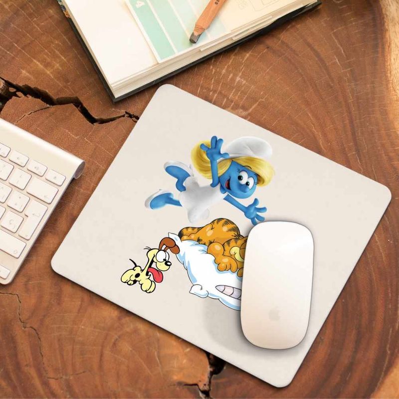 PC, gaming si accesorii - Periferice PC - Mousepad - Mousepad Garfield Strumfita Strumfii Motan, CoolTrend, 21x19cm - Infinity.ro