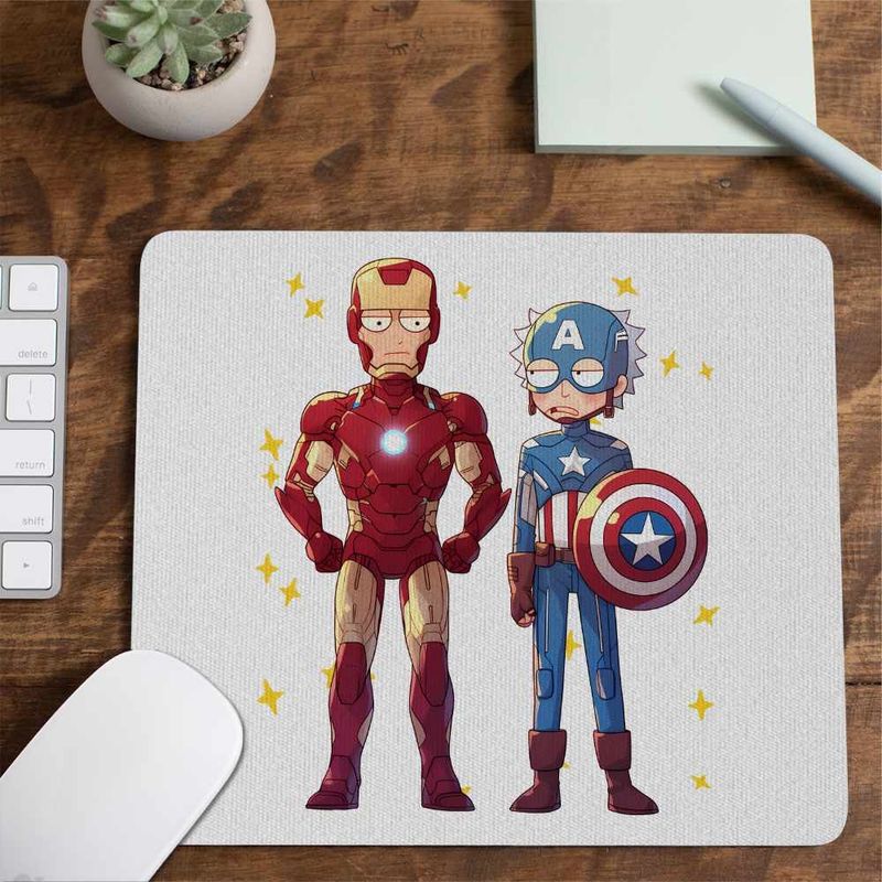 PC, gaming si accesorii - Periferice PC - Mousepad - Mousepad Iron Man Rick and Morty Captain America CoolTrend, 21x19cm - Infinity.ro