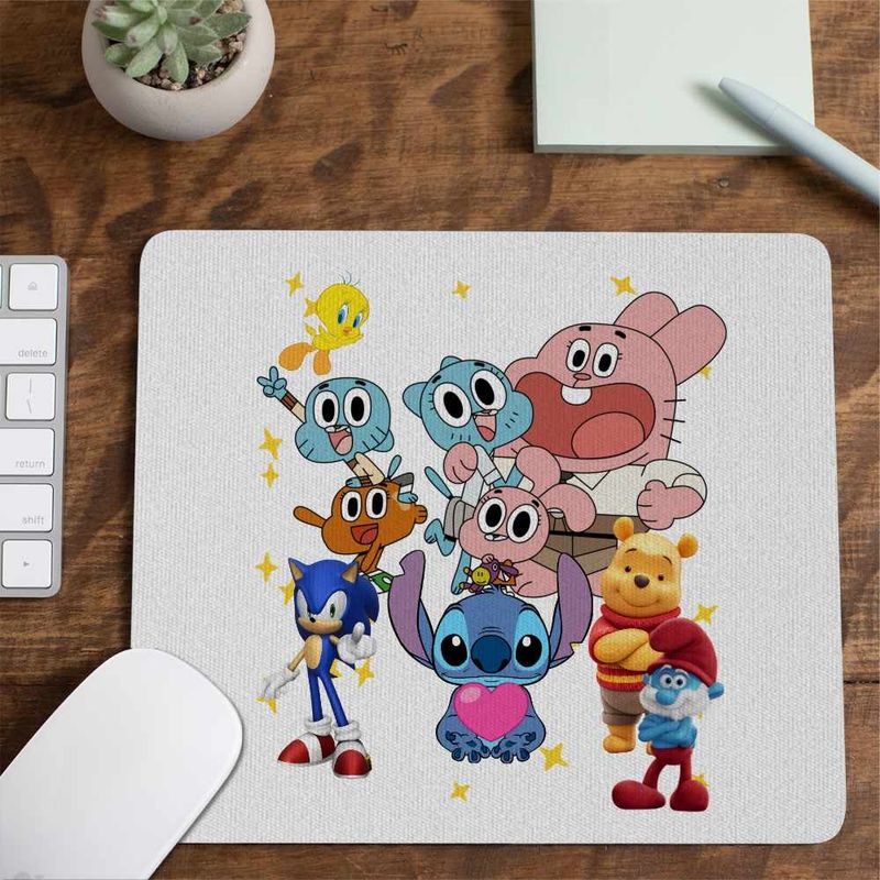 PC, gaming si accesorii - Periferice PC - Mousepad - Mousepad Gumball Stitch Sonic Winnie CoolTrend, 21x19cm - Infinity.ro