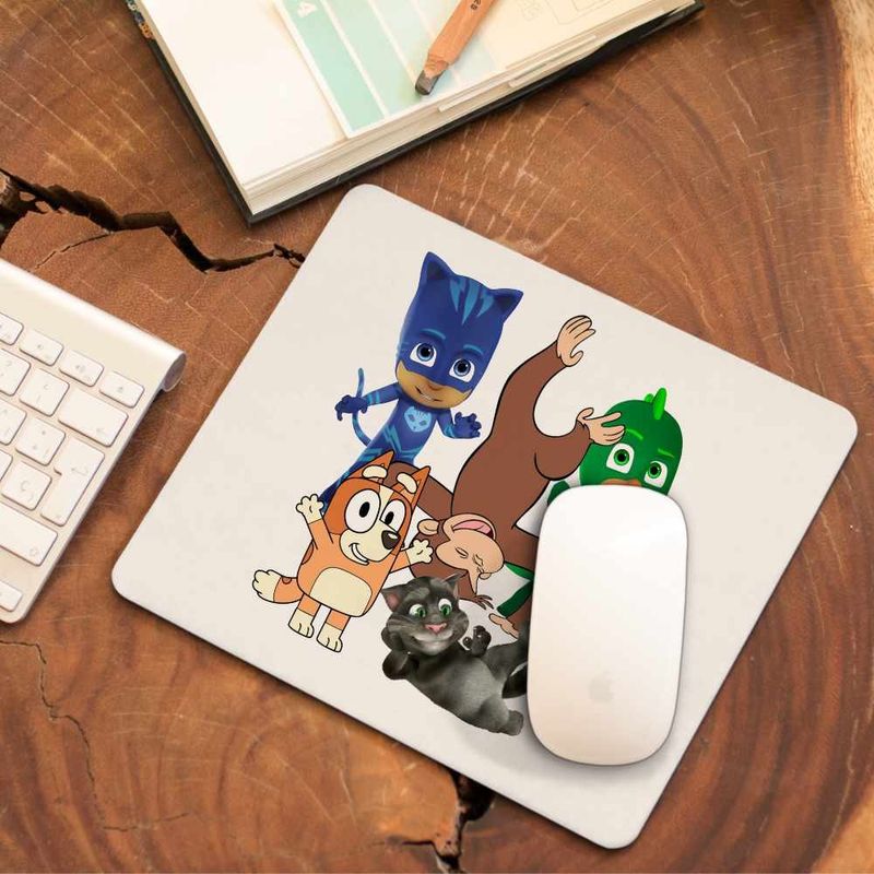 PC, gaming si accesorii - Periferice PC - Mousepad - Mousepad Curiosul George Eroi Pijama Bingo Tom CoolTrend, 21x19cm - Infinity.ro