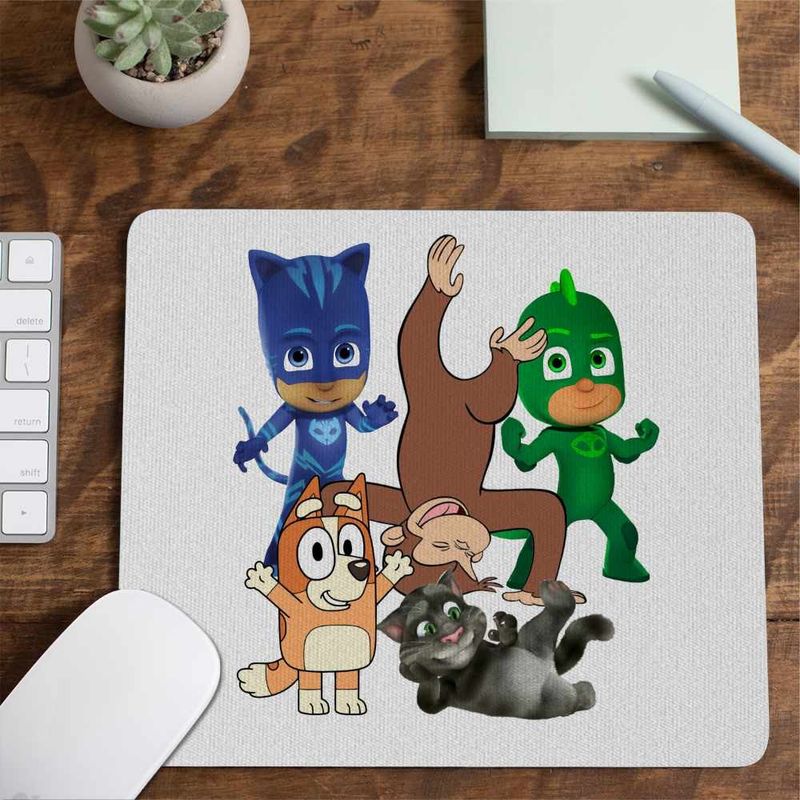 PC, gaming si accesorii - Periferice PC - Mousepad - Mousepad Curiosul George Eroi Pijama Bingo Tom CoolTrend, 21x19cm - Infinity.ro
