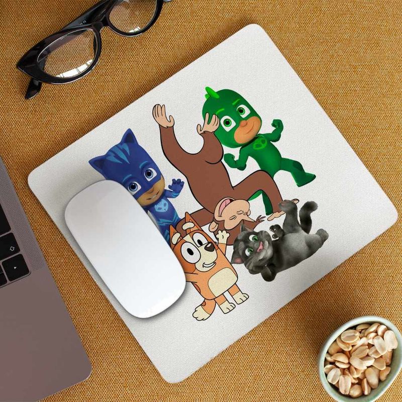 PC, gaming si accesorii - Periferice PC - Mousepad - Mousepad Curiosul George Eroi Pijama Bingo Tom CoolTrend, 21x19cm - Infinity.ro