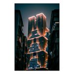 Casa si Gradina - Decoratiuni - Tablouri - Tablou Canvas, "Skyscraper enigmatic luminat noaptea", 26 x 39 cm - Infinity.ro
