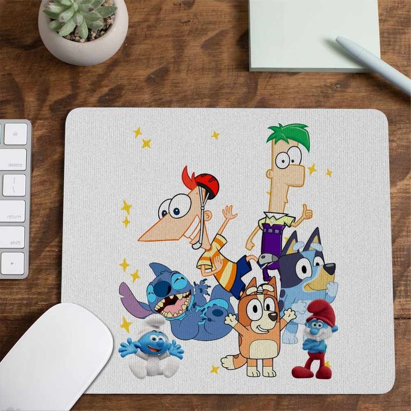PC, gaming si accesorii - Periferice PC - Mousepad - Mousepad Phineas Ferb Stitch Bluey Bingo Blue CoolTrend, 21x19cm - Infinity.ro