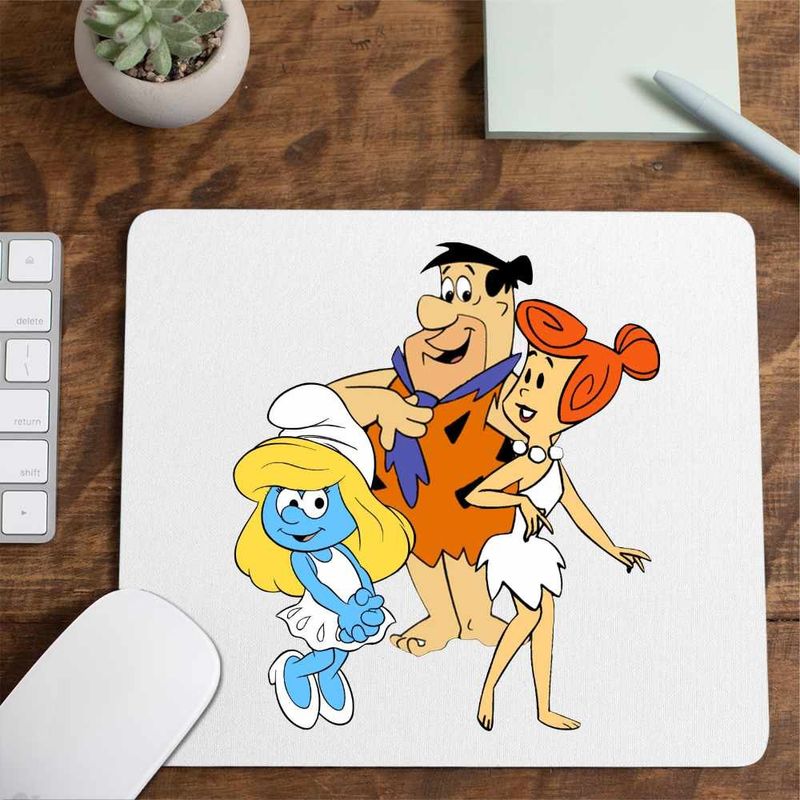 PC, gaming si accesorii - Periferice PC - Mousepad - Mousepad Familia Flintstone Strumfita Strumfii Distractie, CoolTrend, 21x19cm - Infinity.ro