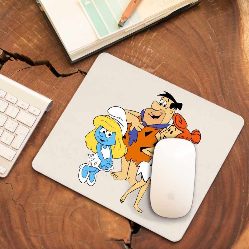 PC, gaming si accesorii - Periferice PC - Mousepad - Mousepad Familia Flintstone Strumfita Strumfii Distractie, CoolTrend, 21x19cm - Infinity.ro