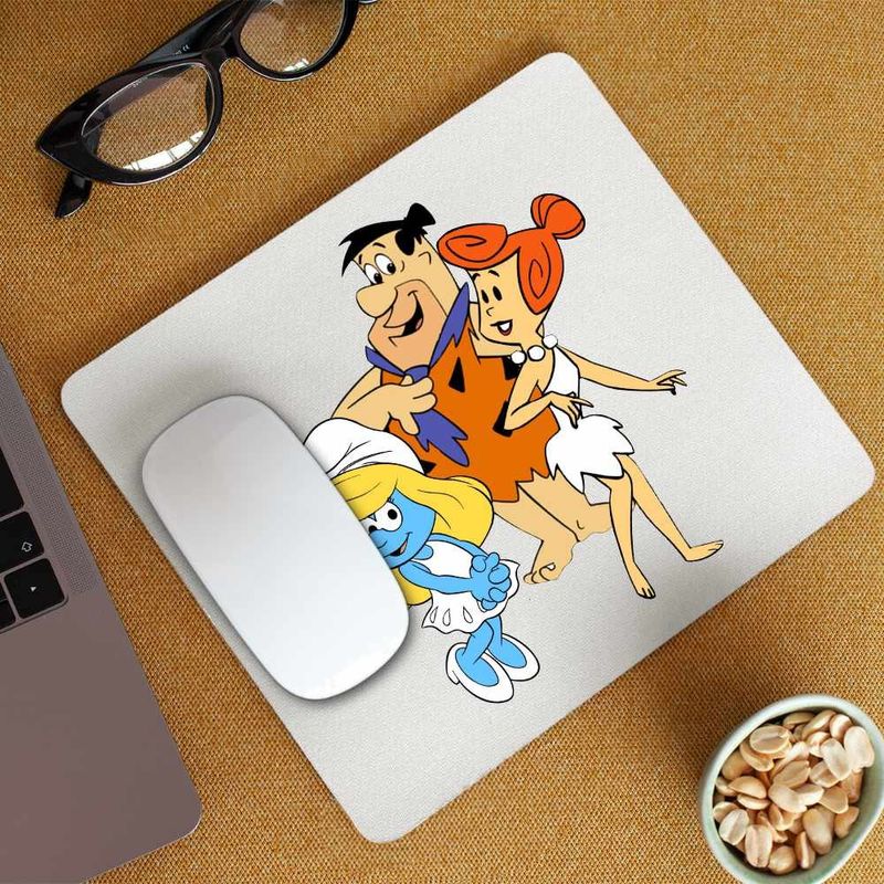 PC, gaming si accesorii - Periferice PC - Mousepad - Mousepad Familia Flintstone Strumfita Strumfii Distractie, CoolTrend, 21x19cm - Infinity.ro