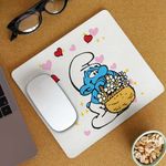 PC, gaming si accesorii - Periferice PC - Mousepad - Mousepad Strumfii Indragostit Dragobete Valentine Day CoolTrend, 21x19cm - Infinity.ro
