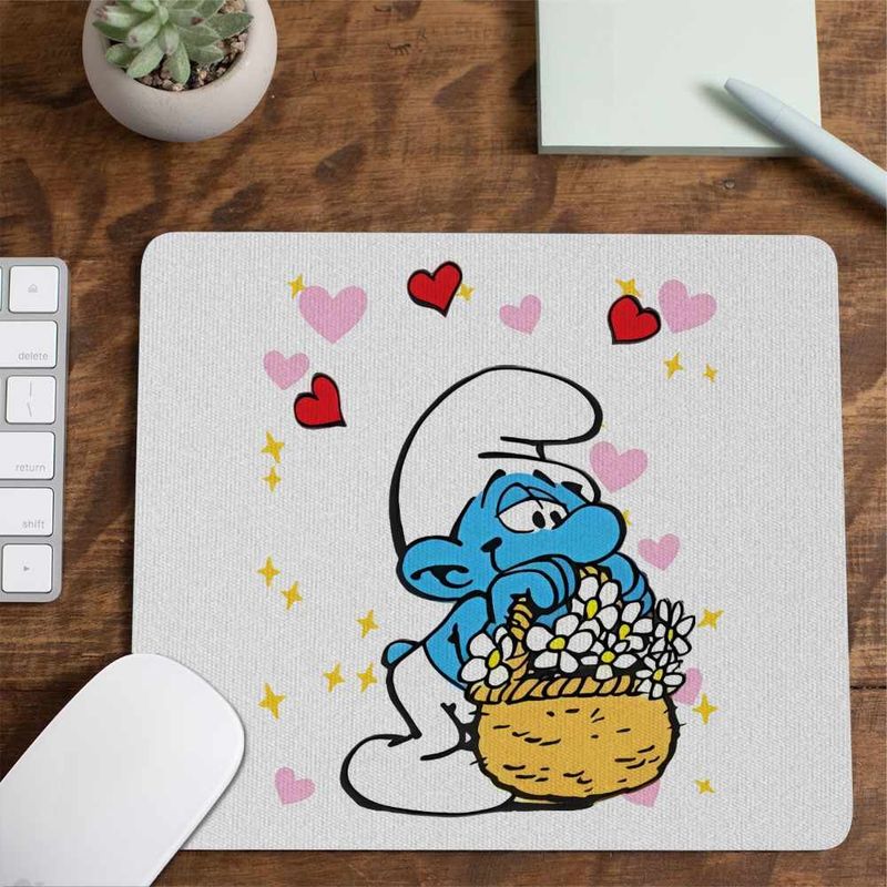 PC, gaming si accesorii - Periferice PC - Mousepad - Mousepad Strumfii Indragostit Dragobete Valentine Day CoolTrend, 21x19cm - Infinity.ro