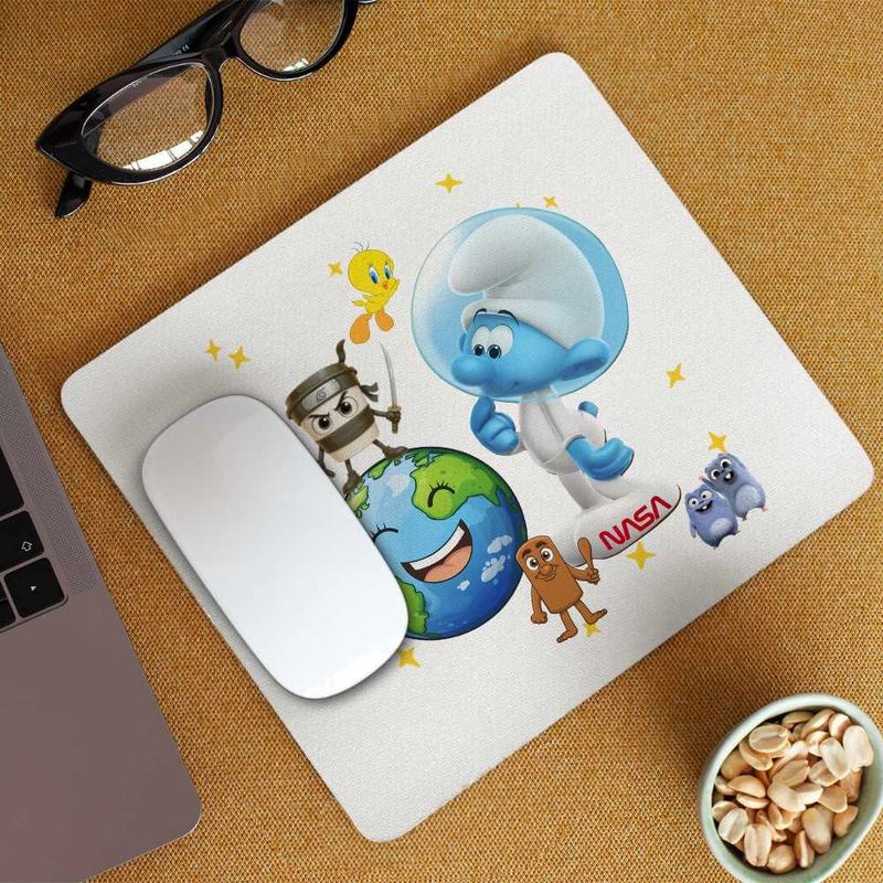 PC, gaming si accesorii - Periferice PC - Mousepad - Mousepad Strumfii Astronautul Spatiu CoolTrend, 21x19cm - Infinity.ro