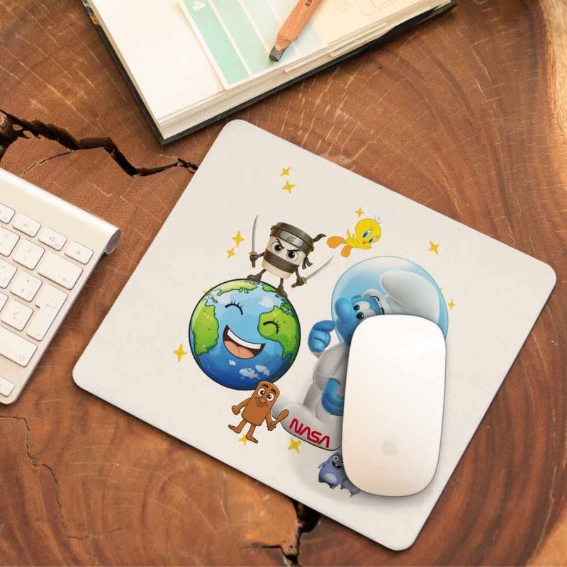 PC, gaming si accesorii - Periferice PC - Mousepad - Mousepad Strumfii Astronautul Spatiu CoolTrend, 21x19cm - Infinity.ro