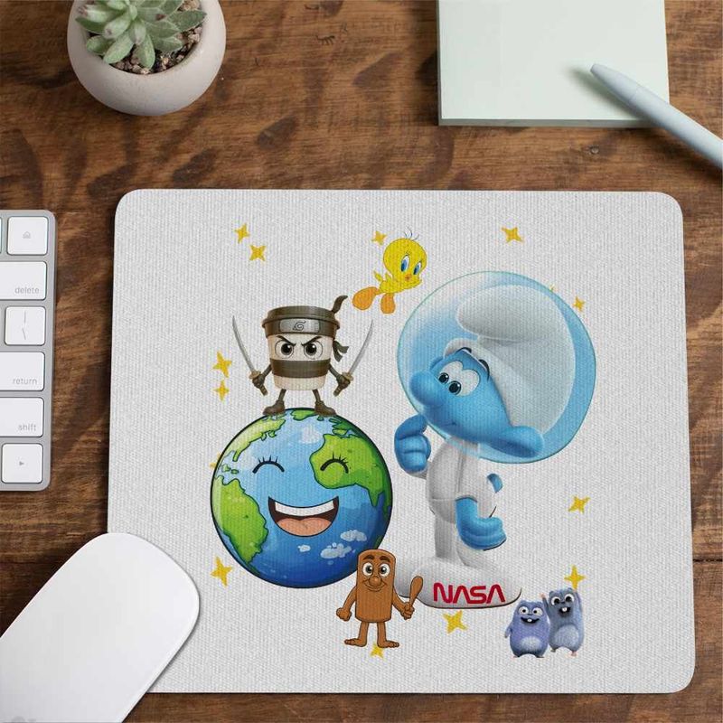 PC, gaming si accesorii - Periferice PC - Mousepad - Mousepad Strumfii Astronautul Spatiu CoolTrend, 21x19cm - Infinity.ro