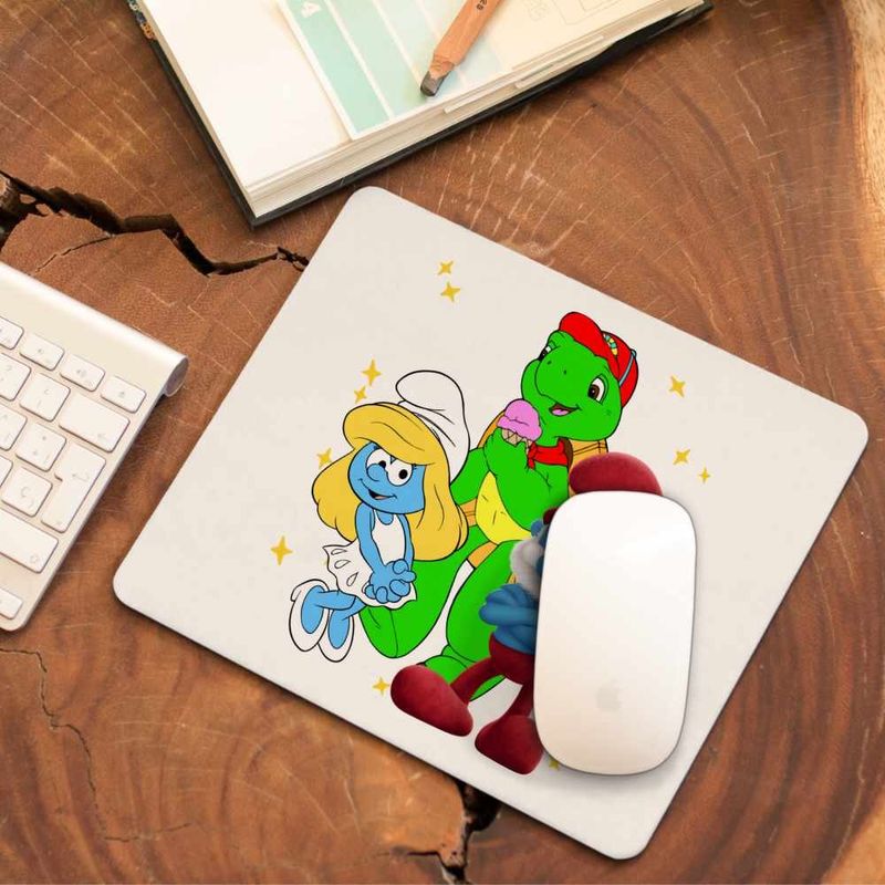 PC, gaming si accesorii - Periferice PC - Mousepad - Mousepad Franklin Strumfii Papa Strumf Strumfita CoolTrend, 21x19cm - Infinity.ro