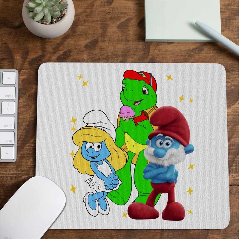 PC, gaming si accesorii - Periferice PC - Mousepad - Mousepad Franklin Strumfii Papa Strumf Strumfita CoolTrend, 21x19cm - Infinity.ro