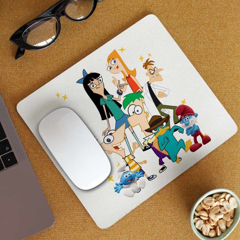 PC, gaming si accesorii - Periferice PC - Mousepad - Mousepad Phinead Ferb Toata Trupa Desen Animat CoolTrend, 21x19cm - Infinity.ro