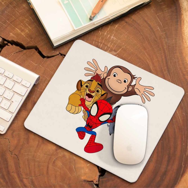 PC, gaming si accesorii - Periferice PC - Mousepad - Mousepad Curiosul George Garda Felina Zion Spidey CoolTrend, 21x19cm - Infinity.ro