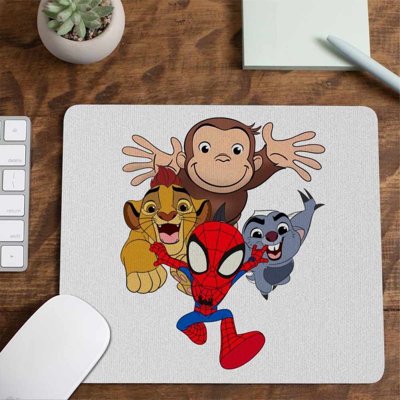 PC, gaming si accesorii - Periferice PC - Mousepad - Mousepad Curiosul George Garda Felina Zion Spidey CoolTrend, 21x19cm - Infinity.ro