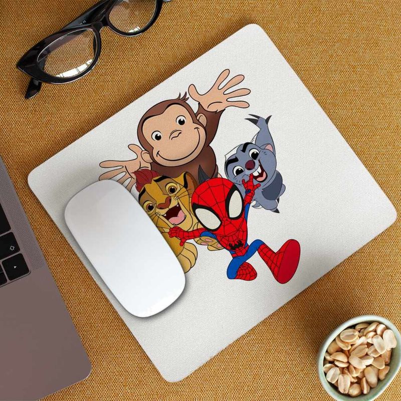 PC, gaming si accesorii - Periferice PC - Mousepad - Mousepad Curiosul George Garda Felina Zion Spidey CoolTrend, 21x19cm - Infinity.ro