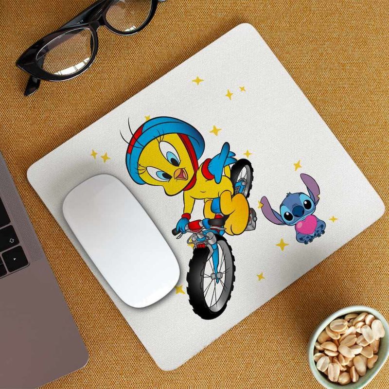 PC, gaming si accesorii - Periferice PC - Mousepad - Mousepad Tweety Bicicleta CoolTrend, 21x19cm - Infinity.ro