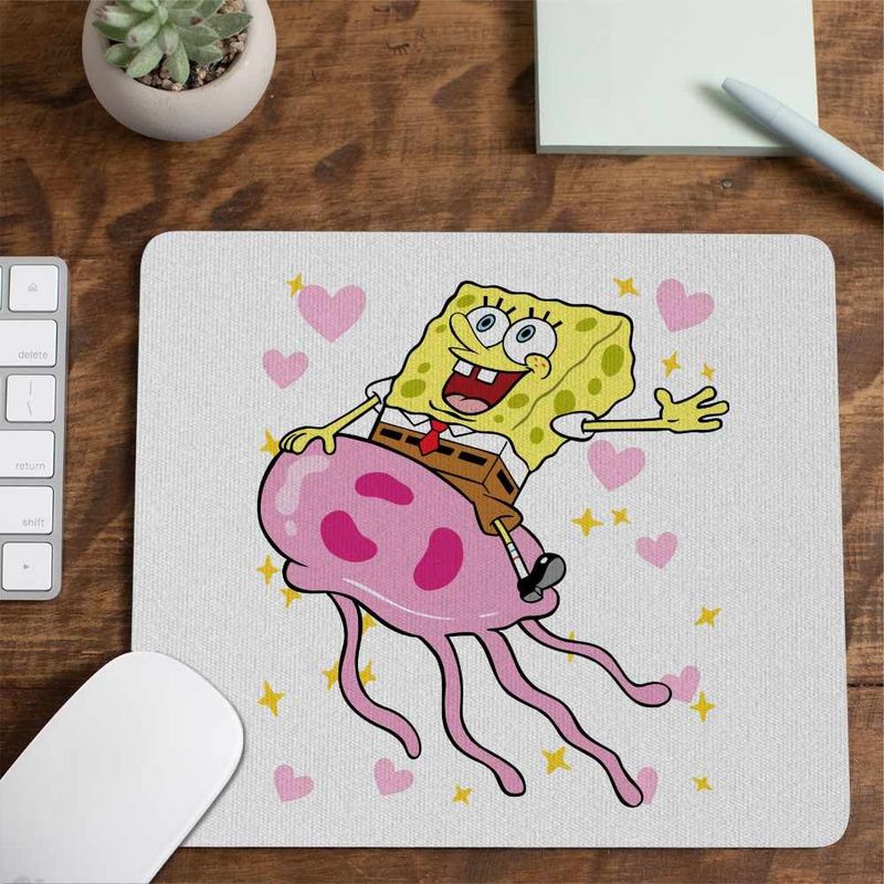 PC, gaming si accesorii - Periferice PC - Mousepad - Mousepad Spongebob Pantaloni Patrati Calare Meduza CoolTrend, 21x19cm - Infinity.ro