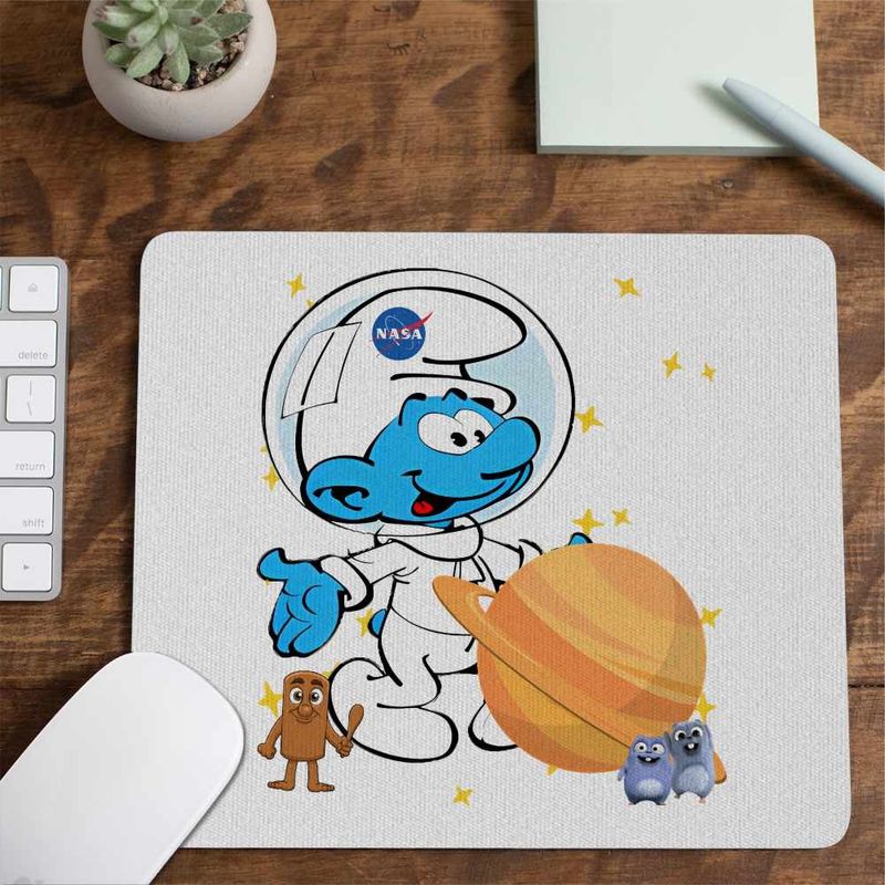 PC, gaming si accesorii - Periferice PC - Mousepad - Mousepad Strumfii Astronaut Saturn Nasa CoolTrend, 21x19cm - Infinity.ro