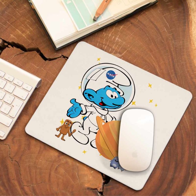 PC, gaming si accesorii - Periferice PC - Mousepad - Mousepad Strumfii Astronaut Saturn Nasa CoolTrend, 21x19cm - Infinity.ro