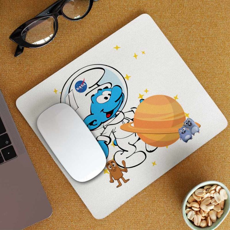 PC, gaming si accesorii - Periferice PC - Mousepad - Mousepad Strumfii Astronaut Saturn Nasa CoolTrend, 21x19cm - Infinity.ro