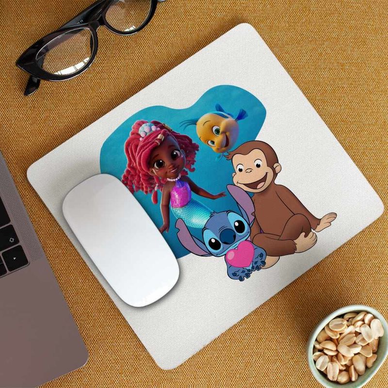 PC, gaming si accesorii - Periferice PC - Mousepad - Mousepad Curiosul George Ariel Stitch Maimuta Desene CoolTrend, 21x19cm - Infinity.ro