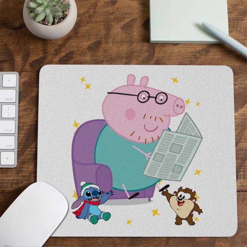 PC, gaming si accesorii - Periferice PC - Mousepad - Mousepad Tata Purcelusa Peppa Citeste Ziarul CoolTrend, 21x19cm - Infinity.ro