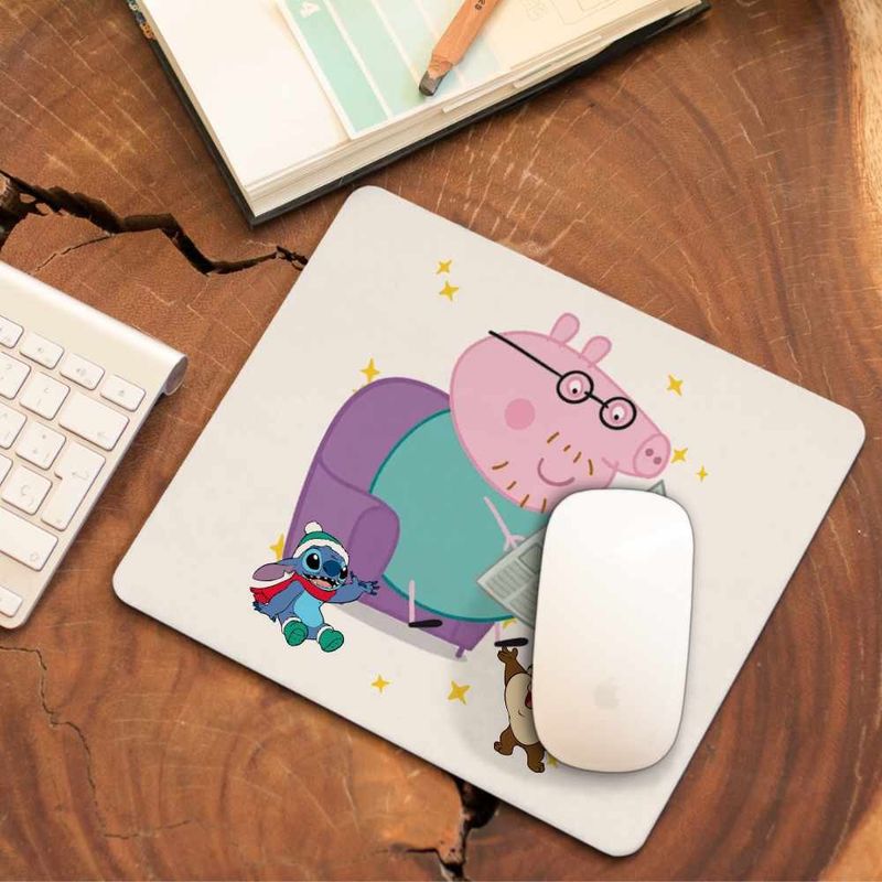 PC, gaming si accesorii - Periferice PC - Mousepad - Mousepad Tata Purcelusa Peppa Citeste Ziarul CoolTrend, 21x19cm - Infinity.ro