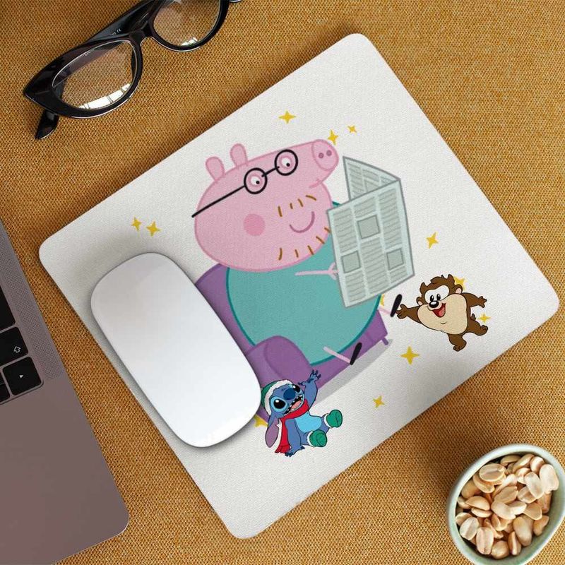 PC, gaming si accesorii - Periferice PC - Mousepad - Mousepad Tata Purcelusa Peppa Citeste Ziarul CoolTrend, 21x19cm - Infinity.ro