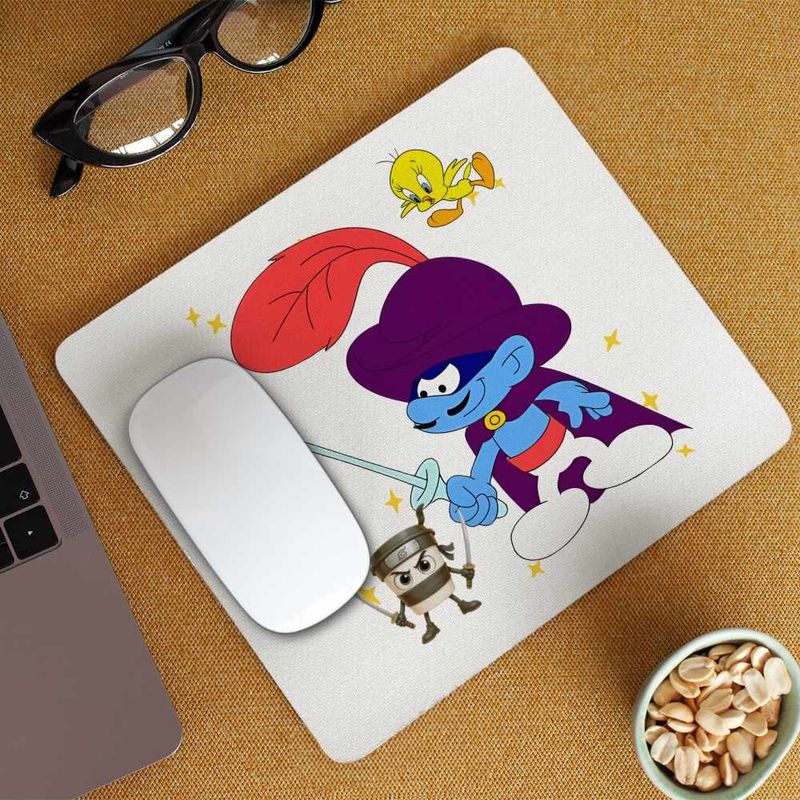 PC, gaming si accesorii - Periferice PC - Mousepad - Mousepad Strumfii Zorro Spadasin Spaniol CoolTrend, 21x19cm - Infinity.ro