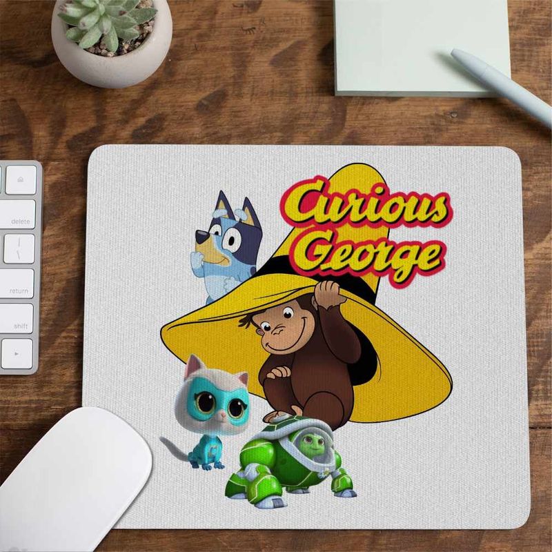 PC, gaming si accesorii - Periferice PC - Mousepad - Mousepad Curiosul George Bluey Super Pisicute Robogobo CoolTrend, 21x19cm - Infinity.ro