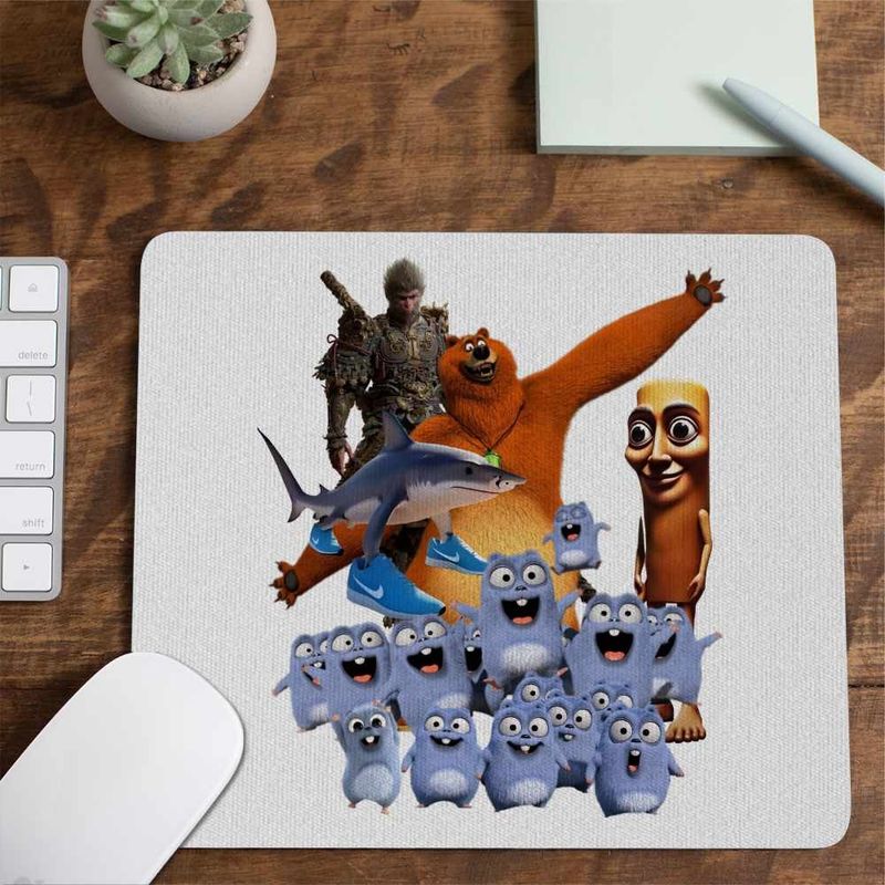 PC, gaming si accesorii - Periferice PC - Mousepad - Mousepad Grizzy Lemingi Brainrot Tung Sahur Tralalero Wukong CoolTrend, 21x19cm - Infinity.ro