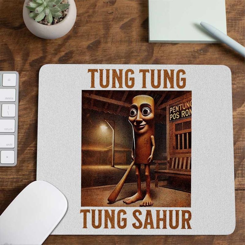 PC, gaming si accesorii - Periferice PC - Mousepad - Mousepad Tung Tung Tung Sahur Brainrot Meme CoolTrend, 21x19cm. Maro - Infinity.ro