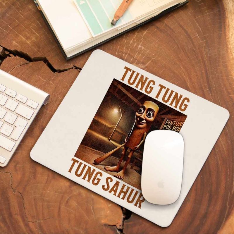 PC, gaming si accesorii - Periferice PC - Mousepad - Mousepad Tung Tung Tung Sahur Brainrot Meme CoolTrend, 21x19cm. Maro - Infinity.ro