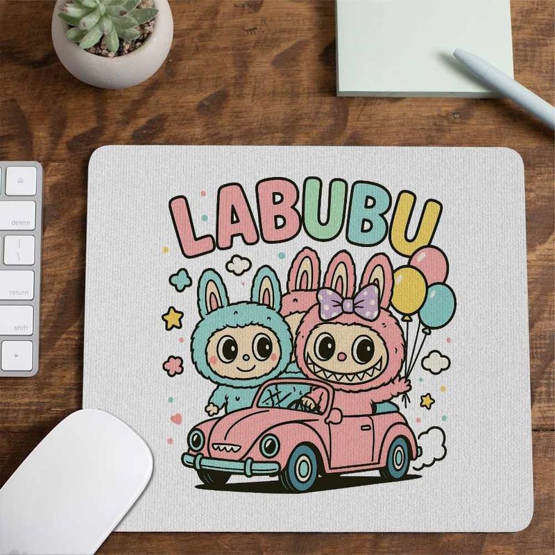 PC, gaming si accesorii - Periferice PC - Mousepad - Mousepad Labubu Car Trip Excursie CoolTrend, 21x19cm - Infinity.ro